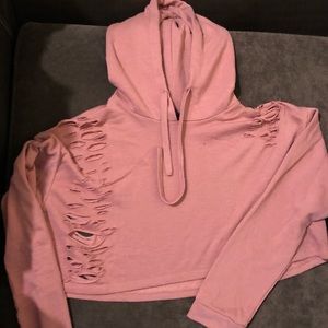 Crop ripped hoodie